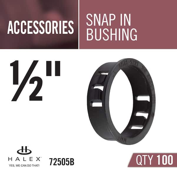 Halex 72505B SnapIn Bushings Accessory Plastic 100 Piece 1/2