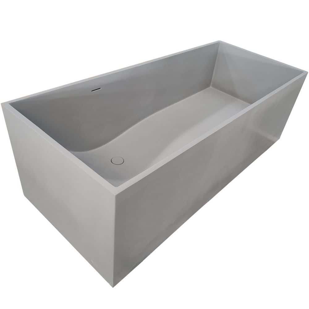 Palace Series 67 in. x 32 in. Flat Bottom Solid Surface Freestanding Soakin