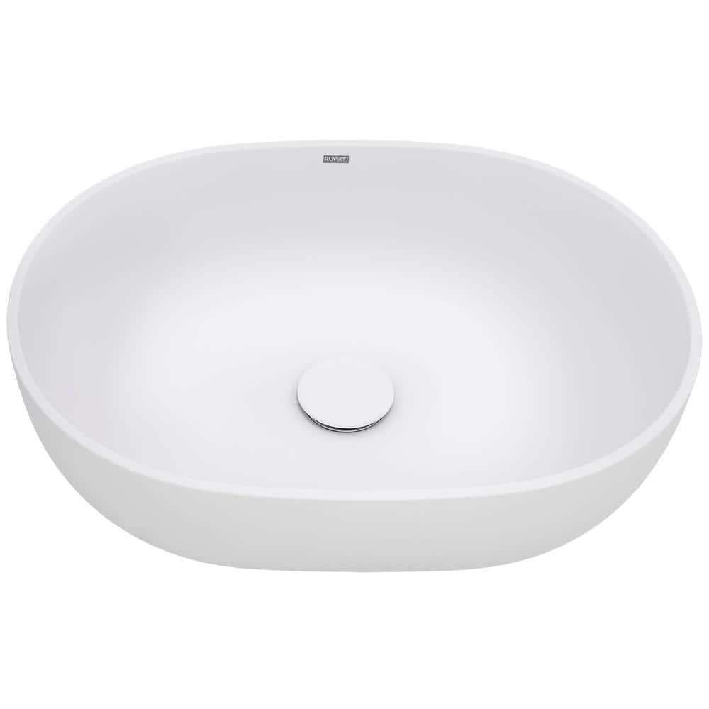 Ruvati 28" White Stone Above-Counter Vessel Sink