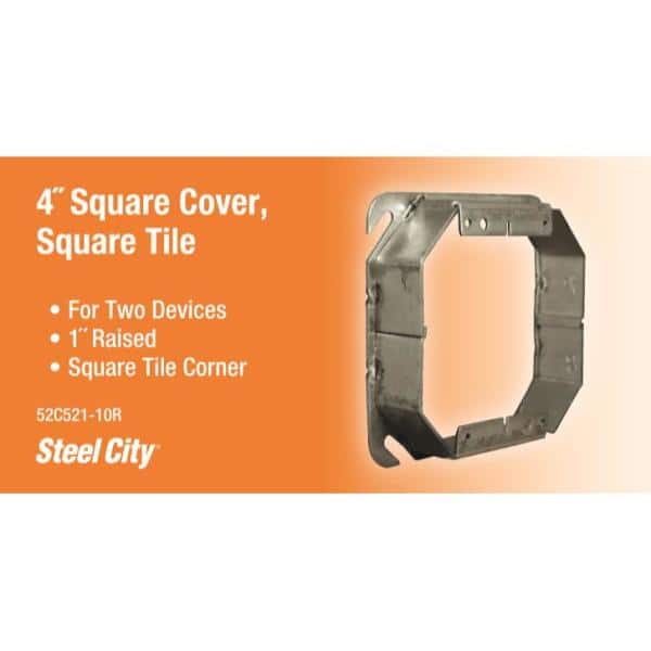 2-Gang Square Metal Mud Ring (52C521-10R)
