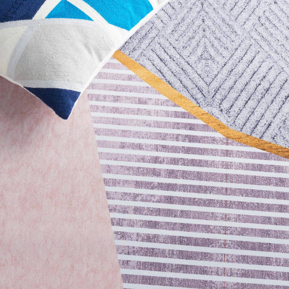 Blue and Beige Abstract Washable 9' x 12' Area Rug