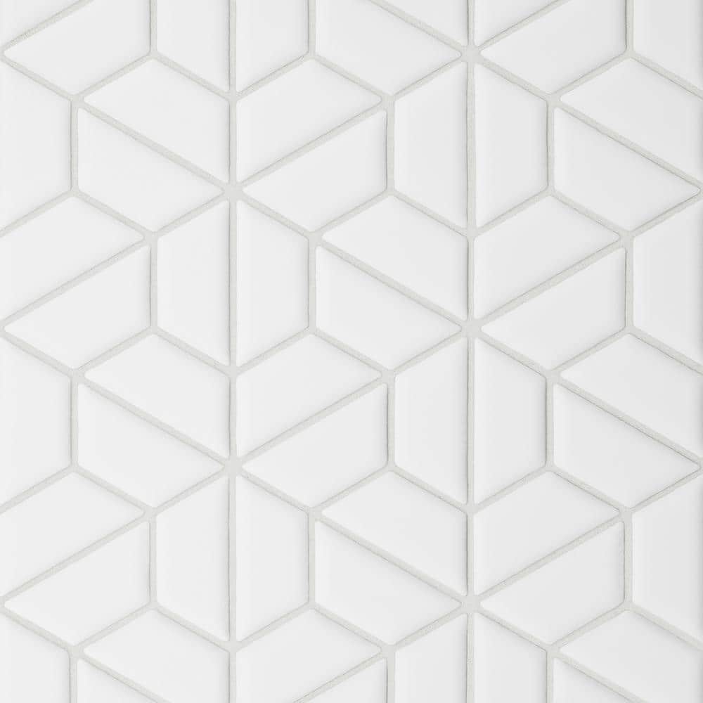 White Matte Porcelain Herringbone Mosaic Tile 11x13