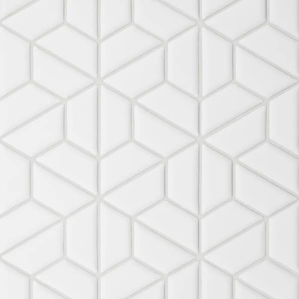 Le Cafe 11 in. x 13 in. White Porcelain Mosaic Floor and Wall Tile (9.6 sq. ft./Case)