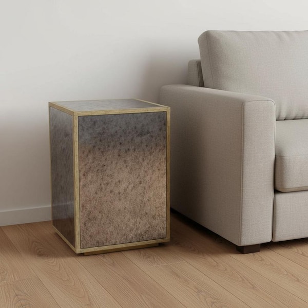 17.5 in. Gold, Silver Rectangle MDF End Table