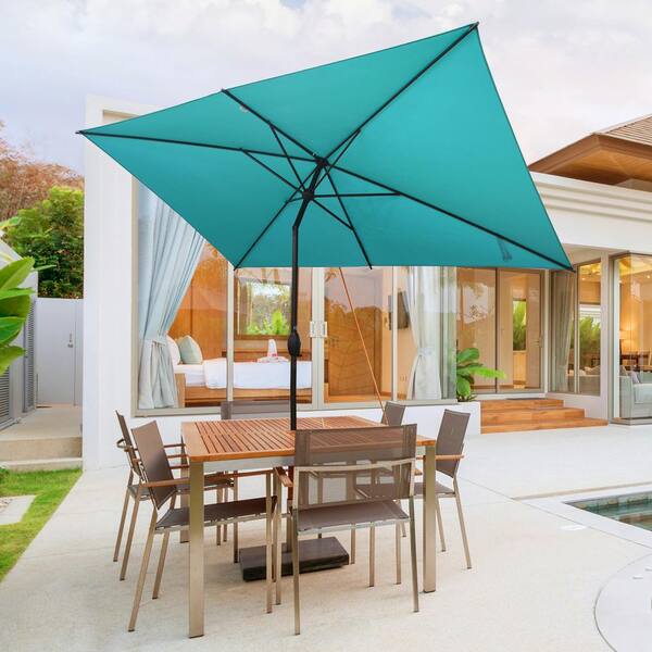 Abba Patio 10 Ft X 6 5 Rectangular Market Umbrella Outdoor With Push On Tilt And Crank In Turquoise Hdap23386ctl - Rectangle Umbrella For Patio Table