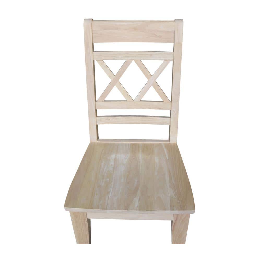 Unfinished Rubberwood High Cross Back Side Chair Set