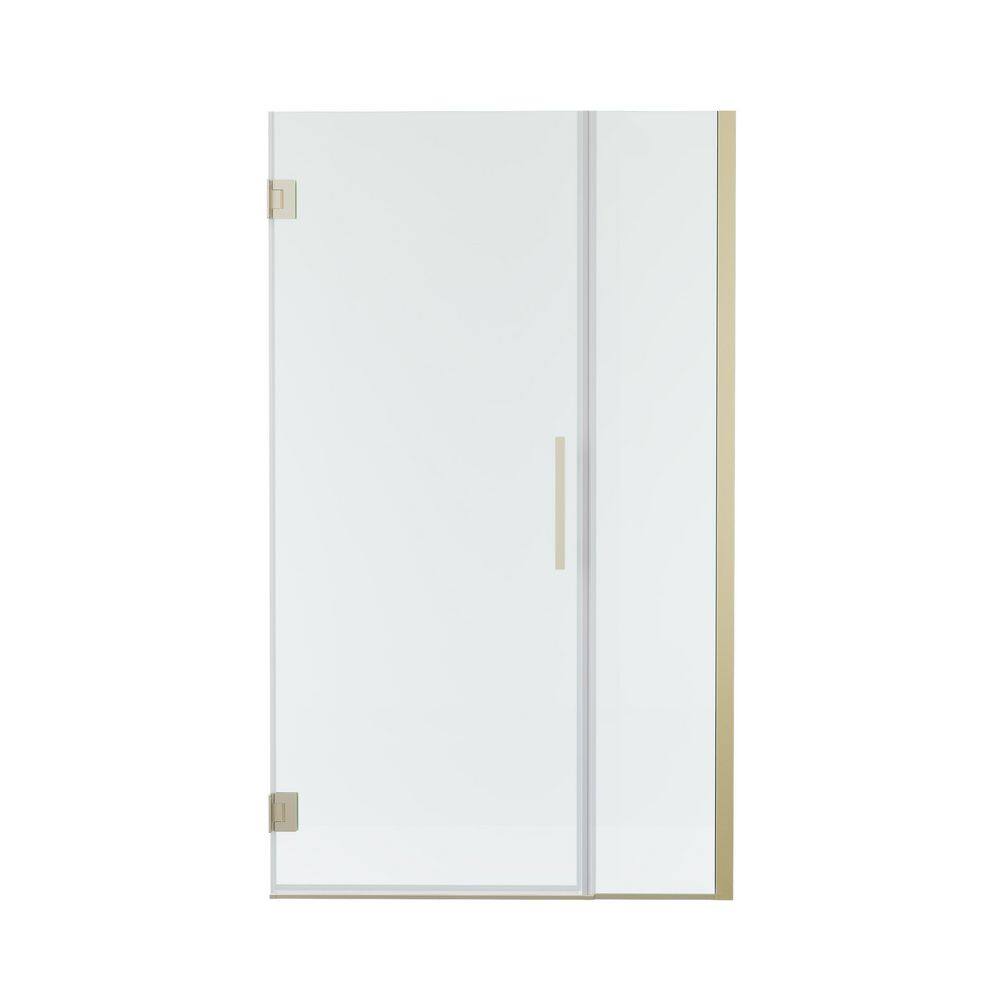 UNIFIT 47-48 in. W x 72 in. H Hinged Frameless Shower Door in Brushed Gold with 3/8 in. SGCC Clear Tempered Glass price history on PriceWatchPro
