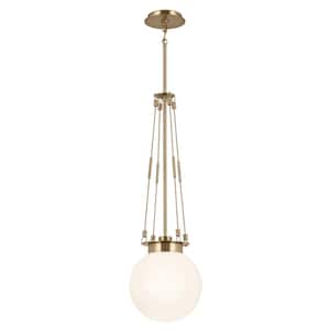 Albers 10.5 In. 1-Light Champagne Bronze Modern Kitchen Island Pendant Hanging Light with Opal Glass
