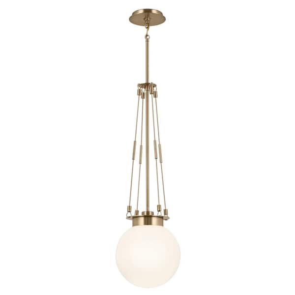 Albers 10.5 In. 1-Light Champagne Bronze Modern Kitchen Island Pendant Hanging Light with Opal Glass
