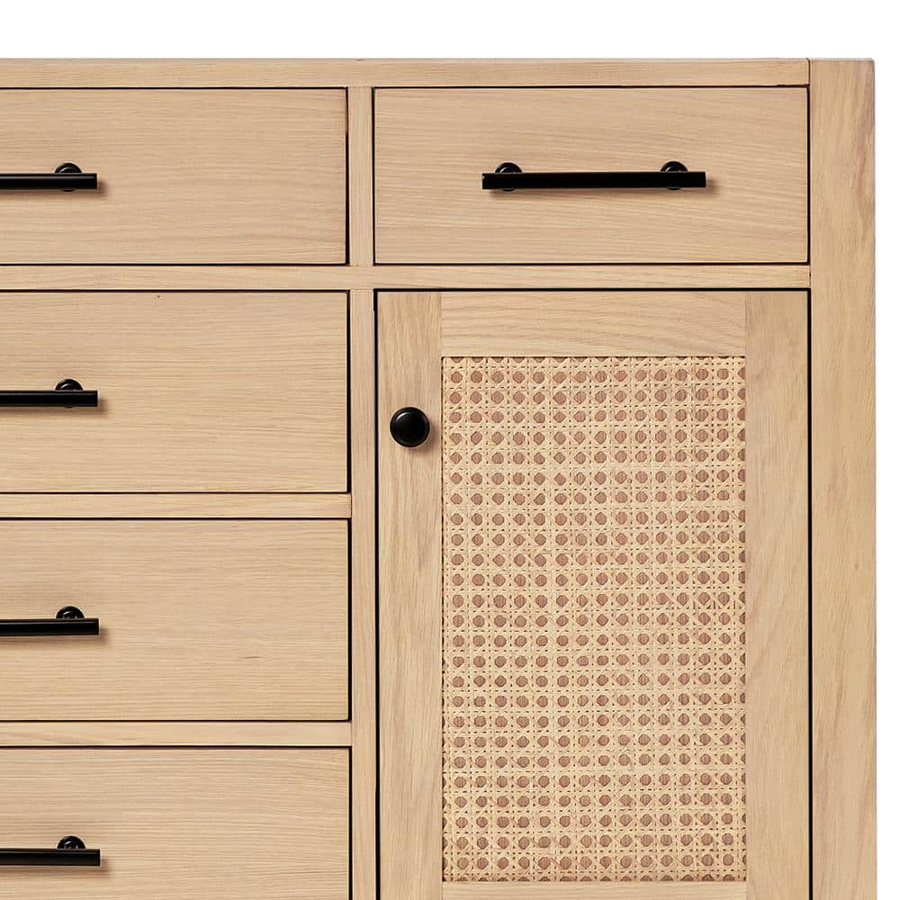 Camila 55" Light Brown Wood Single Sink Vanity with White Quartz Top