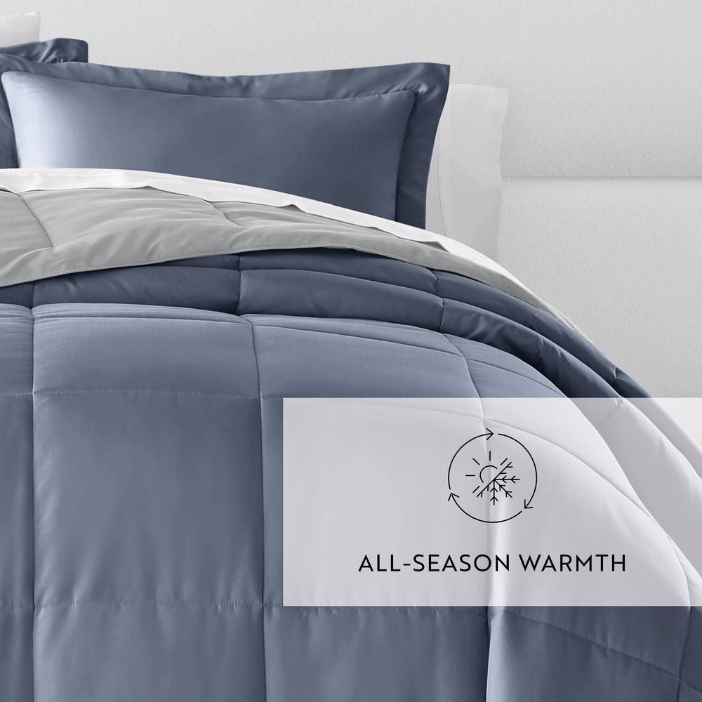 Twin Stone and Light Gray Reversible Down Alternative Comforter Set