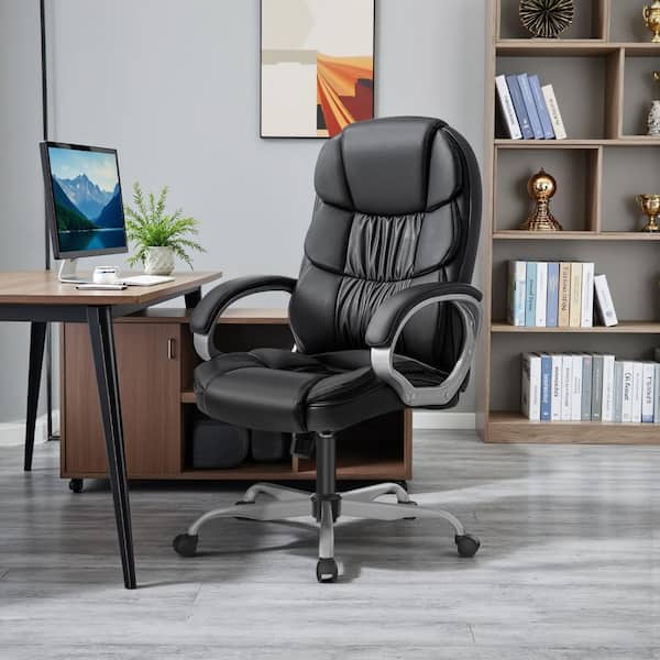 LACOO Black Big and High Back Office Chair, PU Leather