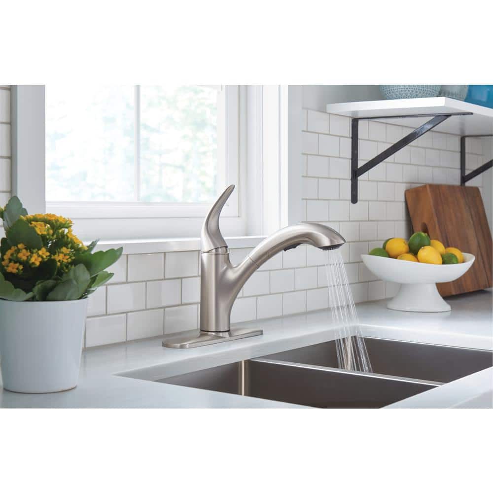 Stainless Steel Single-Handle Pull Out Kitchen Faucet