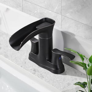 4 in. Centerset Double-Handle High Arc Bathroom Faucet with Valve Included in Oil Rubbed Bronze