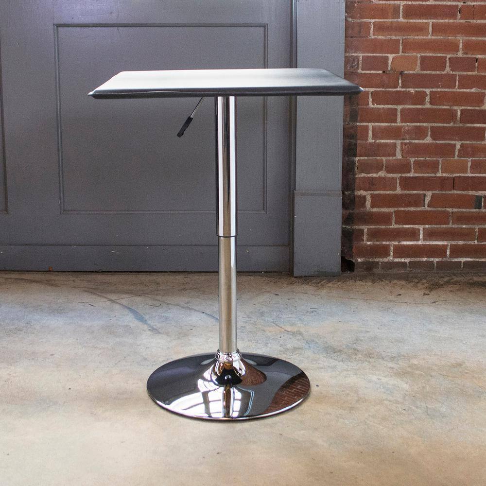 Adjustable Black Vinyl and Chrome Square Bar Table