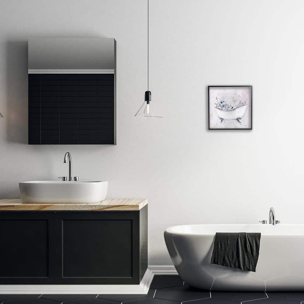 Delicate Bath with Botanics by Stella Chang Black Framed Nature Giclee Art Print 12 in. x 12 in. price history on PriceWatchPro