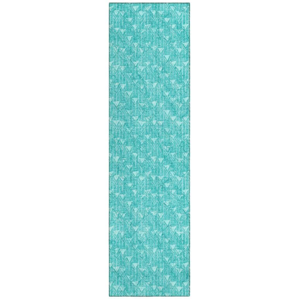 Turquoise 2 ft. x 8 ft. Geometric Indoor / Outdoor Area Rug price history on PriceWatchPro