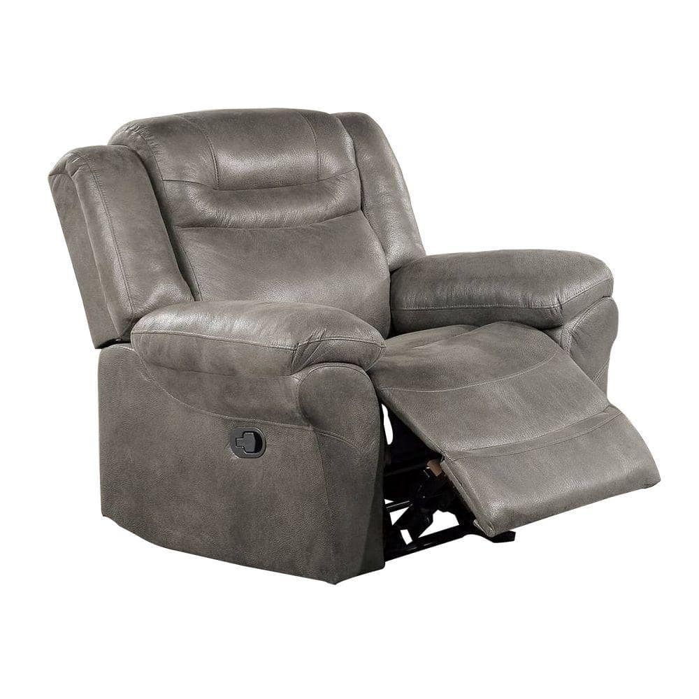 Benjara Gray Fabric Dual Recliner Sofa With Power Footrest BM299103 ...