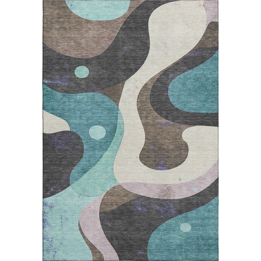 Mayfield Premium Machine Washable Abstract AMF2185 Teal 10 ft. x 14 ft. Area Rug price history on PriceWatchPro