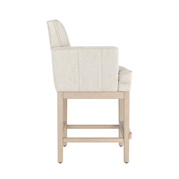 40 in H Linen Fabric High Back Bar Stool Solid Wood Frame Counter Height Bar Stool with Armrests Set of 6