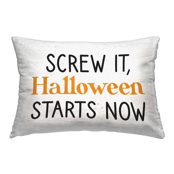 Halloween Starts Now Off-White Rectangular Outdoor Throw Pillow