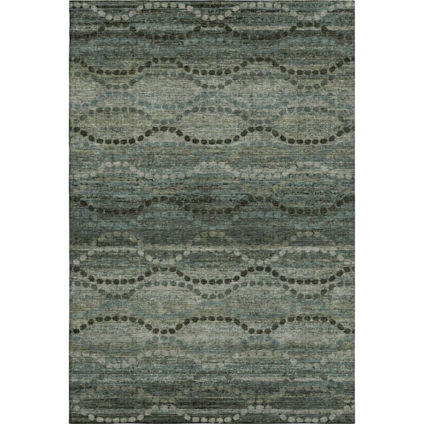 Mayfield Premium Machine Washable Abstract AMF2031 Aloe 5 ft. x 7 ft. 6 in. Area Rug