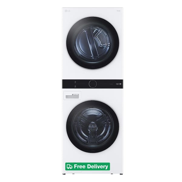 WashTower Stacked SMART Laundry Center 4.5 Cu.Ft. Front Load Washer & 7.4 Cu.Ft. Electric Dryer in White w/ Steam