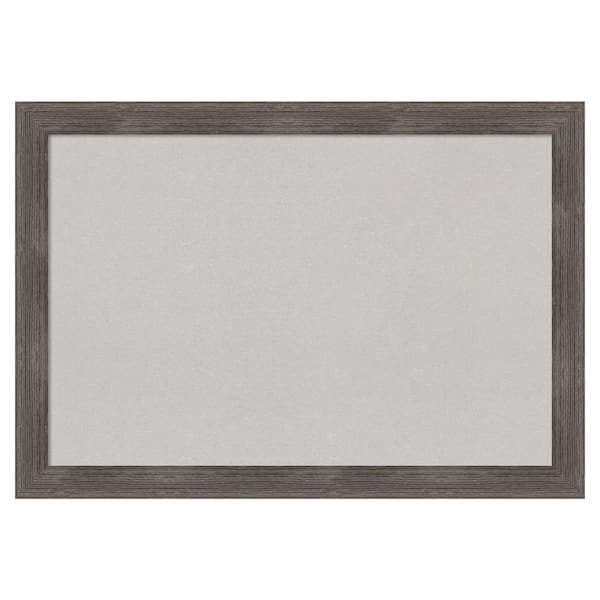 Amanti Art Pinstripe Lead Grey Wood Framed Grey Corkboard 27 in. x 19 ...