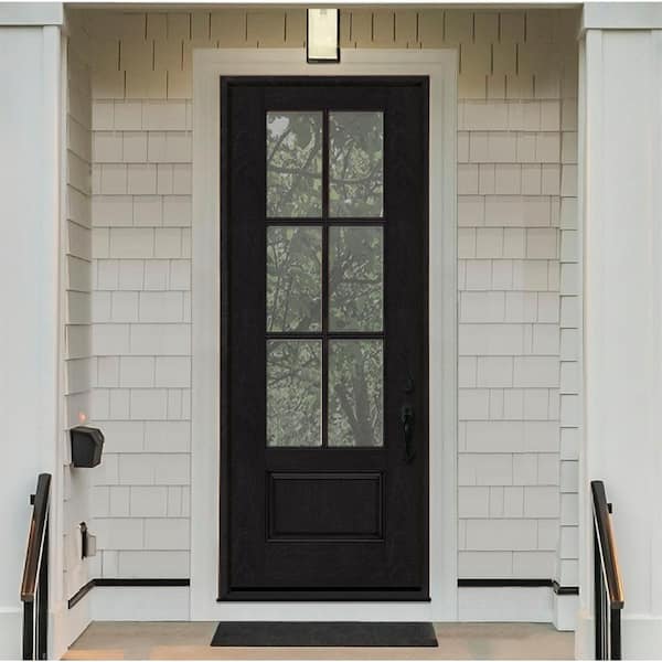 Regency 36 in. x 96 in. 3/4-6 Lite Clear Glass LHIS Onyx Stained Fiberglass Prehung Front Door