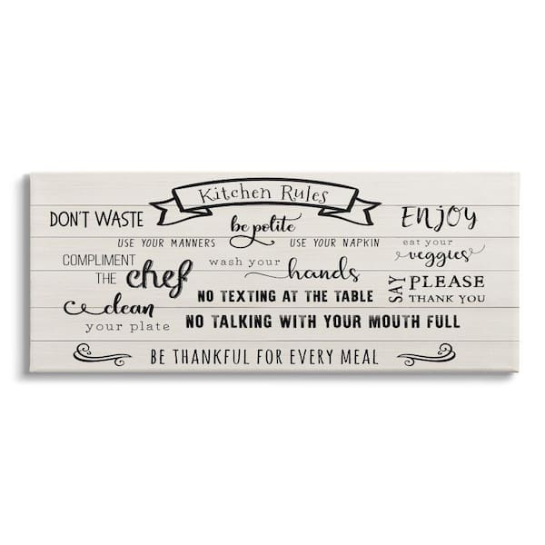 Stupell Industries "Kitchen Rule List Family Happiness Motivational Phrase" by CAD Designs Unframed Print Nature Wall Art 13 in. x 30 in.