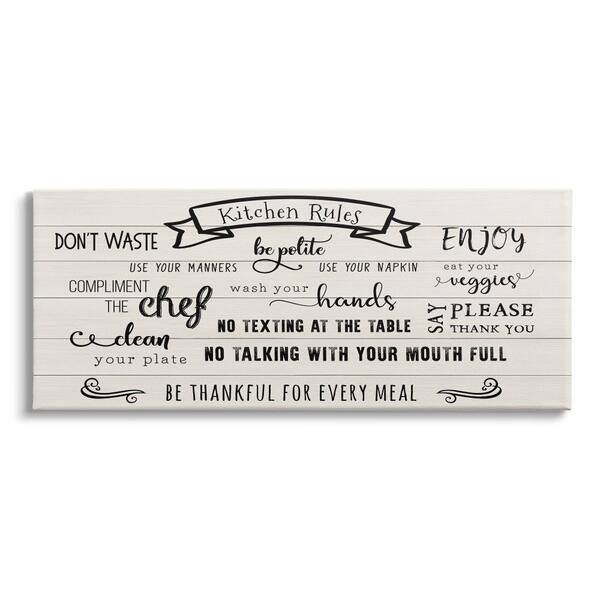 Stupell Industries "Kitchen Rule List Family Happiness Motivational Phrase" by CAD Designs Unframed Print Nature Wall Art 20 in. x 48 in.