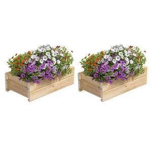 21 in. x 11 in. x 7 in. Cedar Wood Planter Box with Rail Mount Brackets (2-Pack)