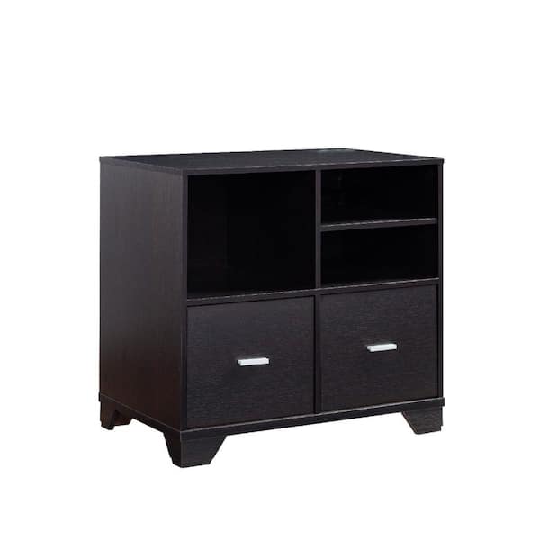 Benjara 31 Inch Dark Brown File Cabinet Printer Stand Table with 2 Drawers
