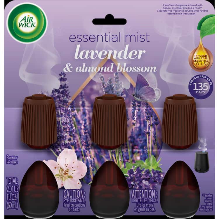 Air Wick Essential Mist 0.67 oz. Lavender and Almond Blossom Diffuser Automatic Air Freshener Refill (3-Pack)