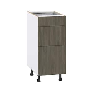 Medora Textured 15 in. W x 34.5 in. H x 24 in. D in Slab Walnut Assembled Base Kitchen Cabinet with 3 Drawers