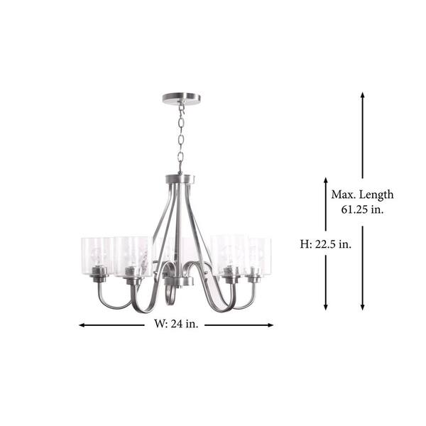 Covina 5 Light Brushed Nickel Chandelier With Clear Seeded Glass Shades 11497 Light Brushed Nickel Chandelier With, Winslow 5 Light Brushed Nickel Chandelier With Clear Seeded Glass Shade