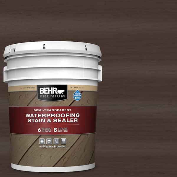 BEHR PREMIUM 5 gal. #ST-103 Coffee Semi-Transparent Waterproofing Exterior Wood Stain and Sealer