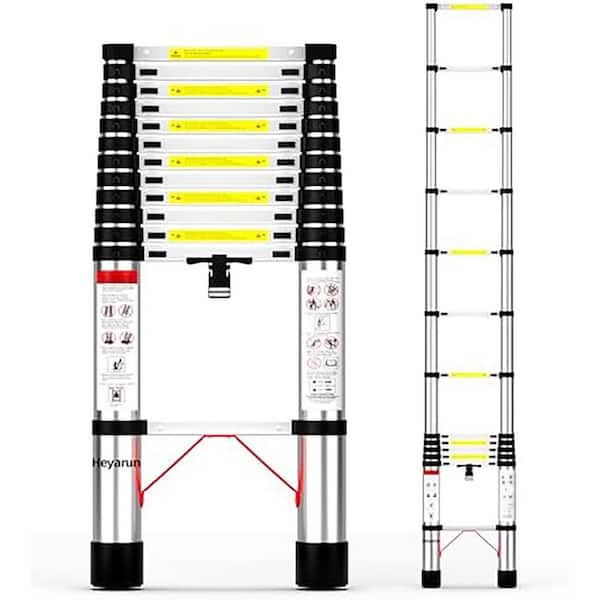 Unbranded 12.5 ft. Aluminum Telescoping Ladder with 330 lbs. Capacity for Home and Outdoor Use