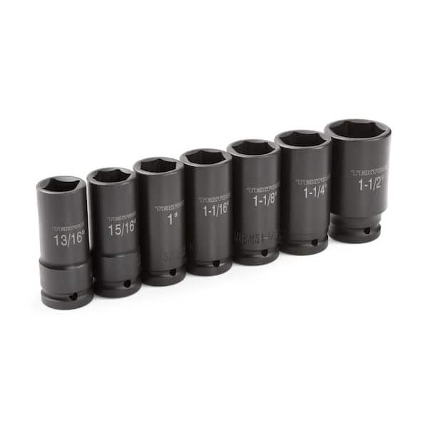 uxcell 1/2-Inch by 1/2-Inch 6-Point Impact Socket CR-V Steel 38mm Length Shallow SAE Sizes