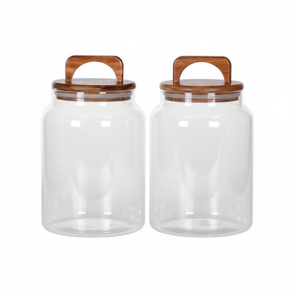 Lynzavix Canister 2-Piece Glass Kitchen Pantry Storage Set with