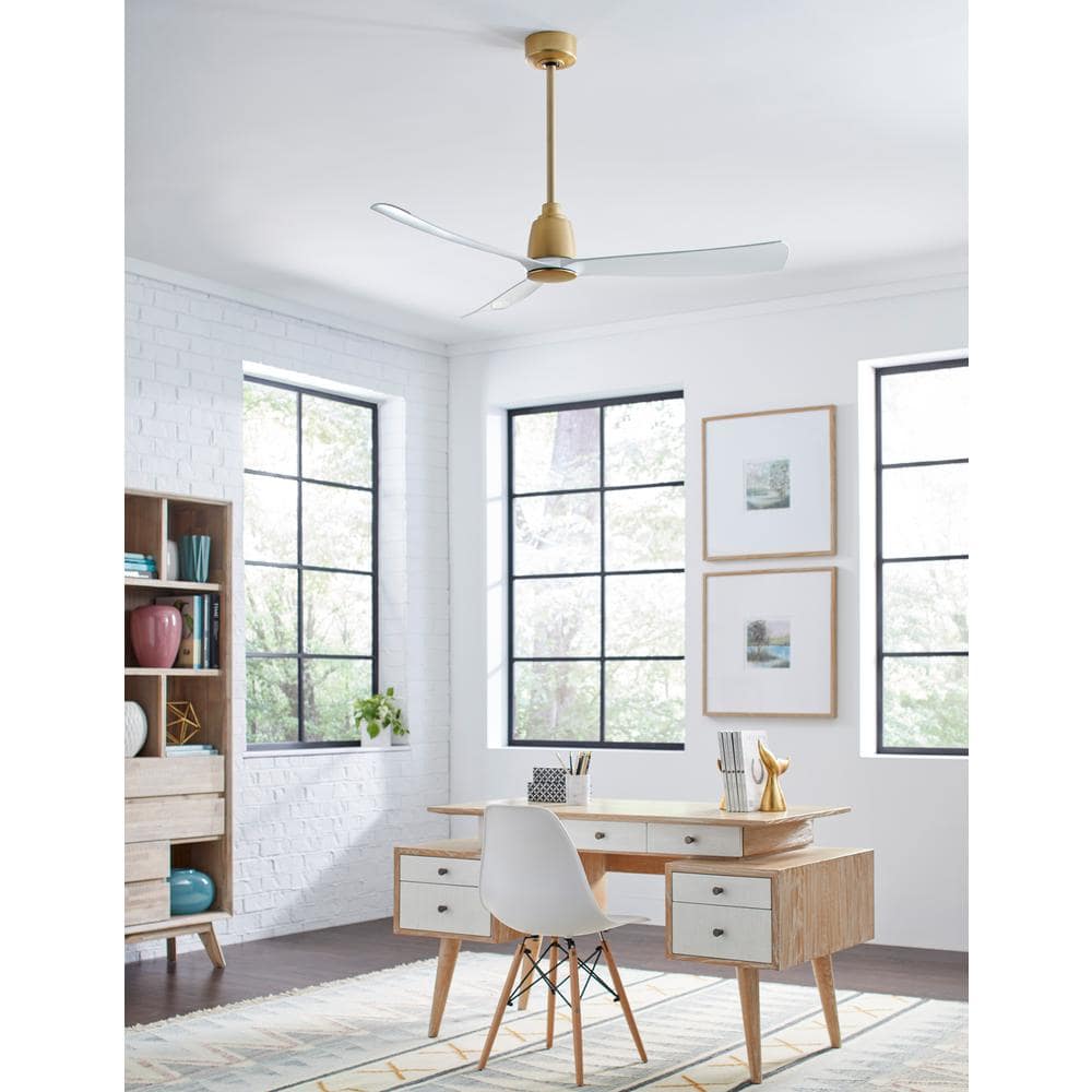 White and Brass 52" Modern Ceiling Fan with Remote