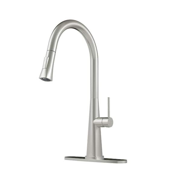 CASAINC Single Handle Pull-Down Sprayer Kitchen Faucet with Advanced Spray, Pull Out Spray Wand, Deckplate in Brushed Nickel