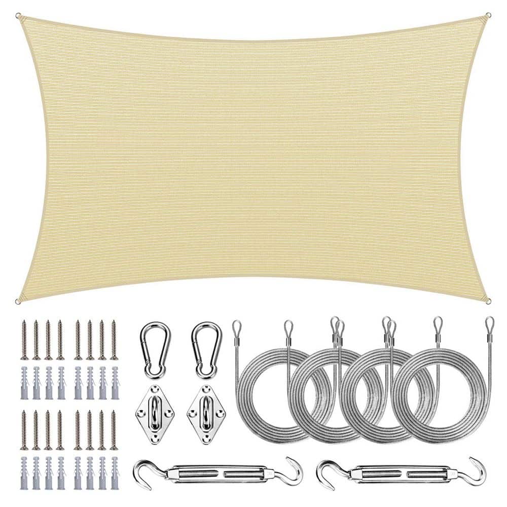 16 ft. x 20 ft. Rectangle Sun Shade Sail with Hardware Kit and Rope-Beige price history on PriceWatchPro
