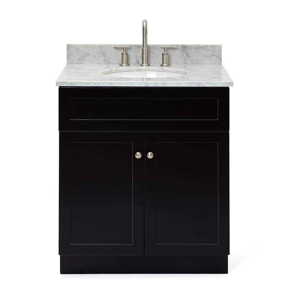 Hamlet 31" Black Wood Vanity with Carrara Marble Top