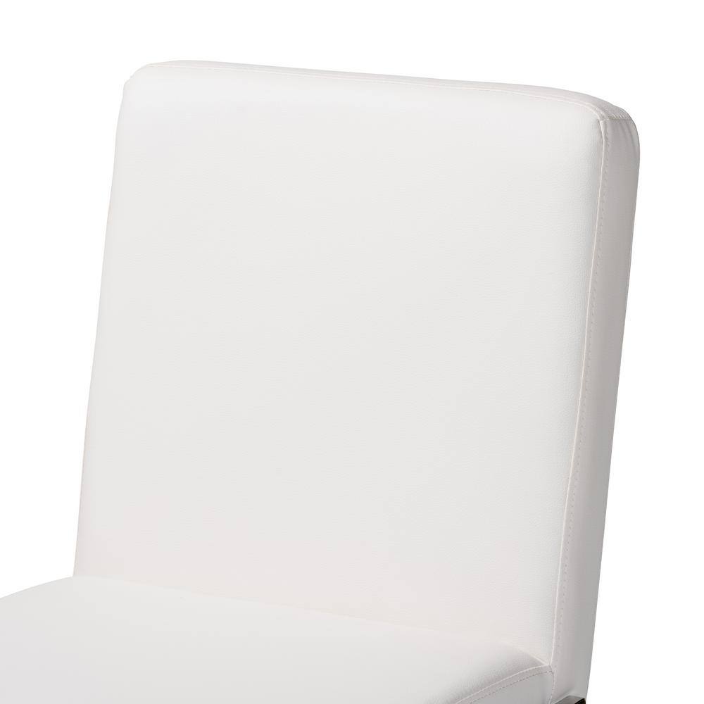 Toulan White Faux Leather Stainless Steel Barstool Set
