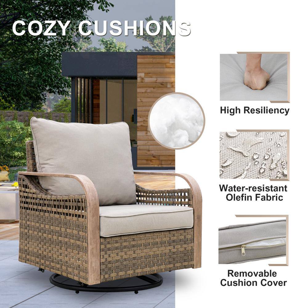 7-Person Gray Cushioned Brown Steel Patio Sofa Set