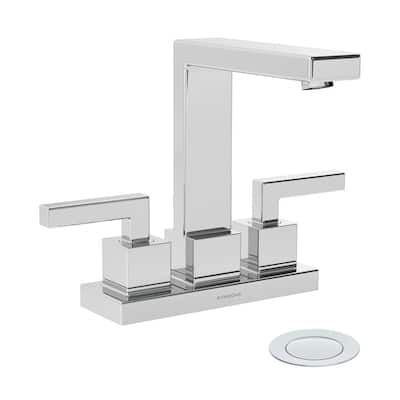 Duro 4 in. Centerset 2-Handle High Arc Bathroom Faucet with Push Pop Drain in Polished Chrome (1.0 GPM)