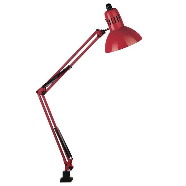 Illumine Designer Collection 35 in. Red Desk Lamp with Metal Shade