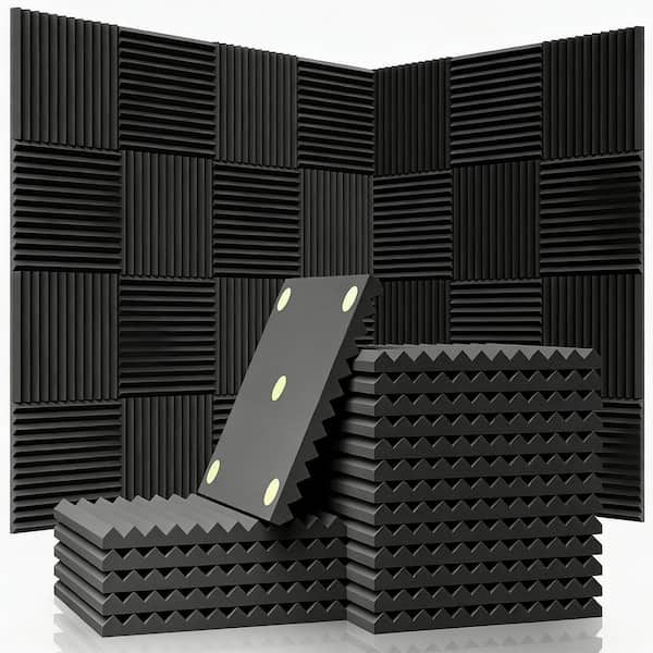 56 Pack 12 x 12 in. Sound Proof Foam Panels with Adhesive Stickers 280 Piece, Quick-Recovery Soundproof Wall Panels