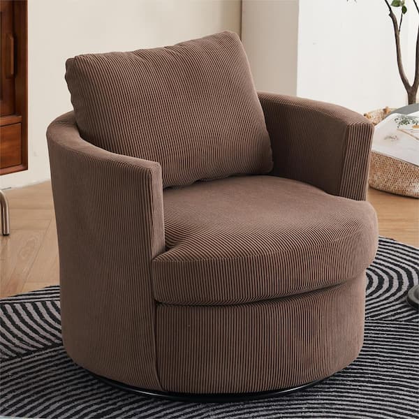 aisword Brown Polyester Swivel Barrel Chair (Set of 1)